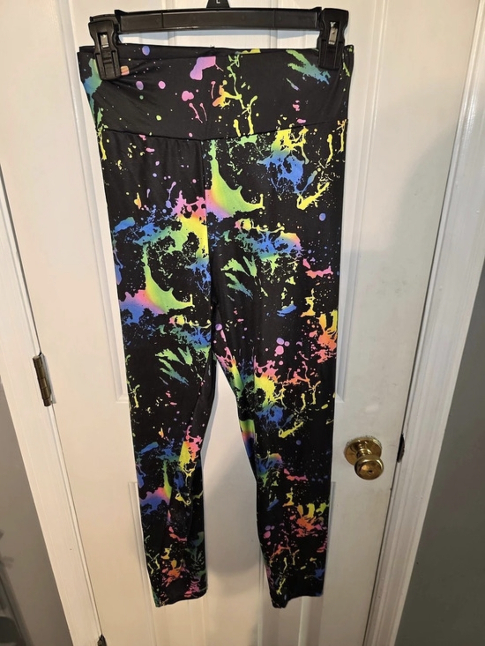 SHEIN Curve Abstract Print Leggings in Black & Multicolor 1XL